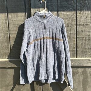 Blue Half-Zip Neppy Wool Made in Italy Sweater.